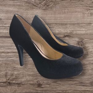 ⭐️Robert Vanni Classic Black Suede Heels Size 7